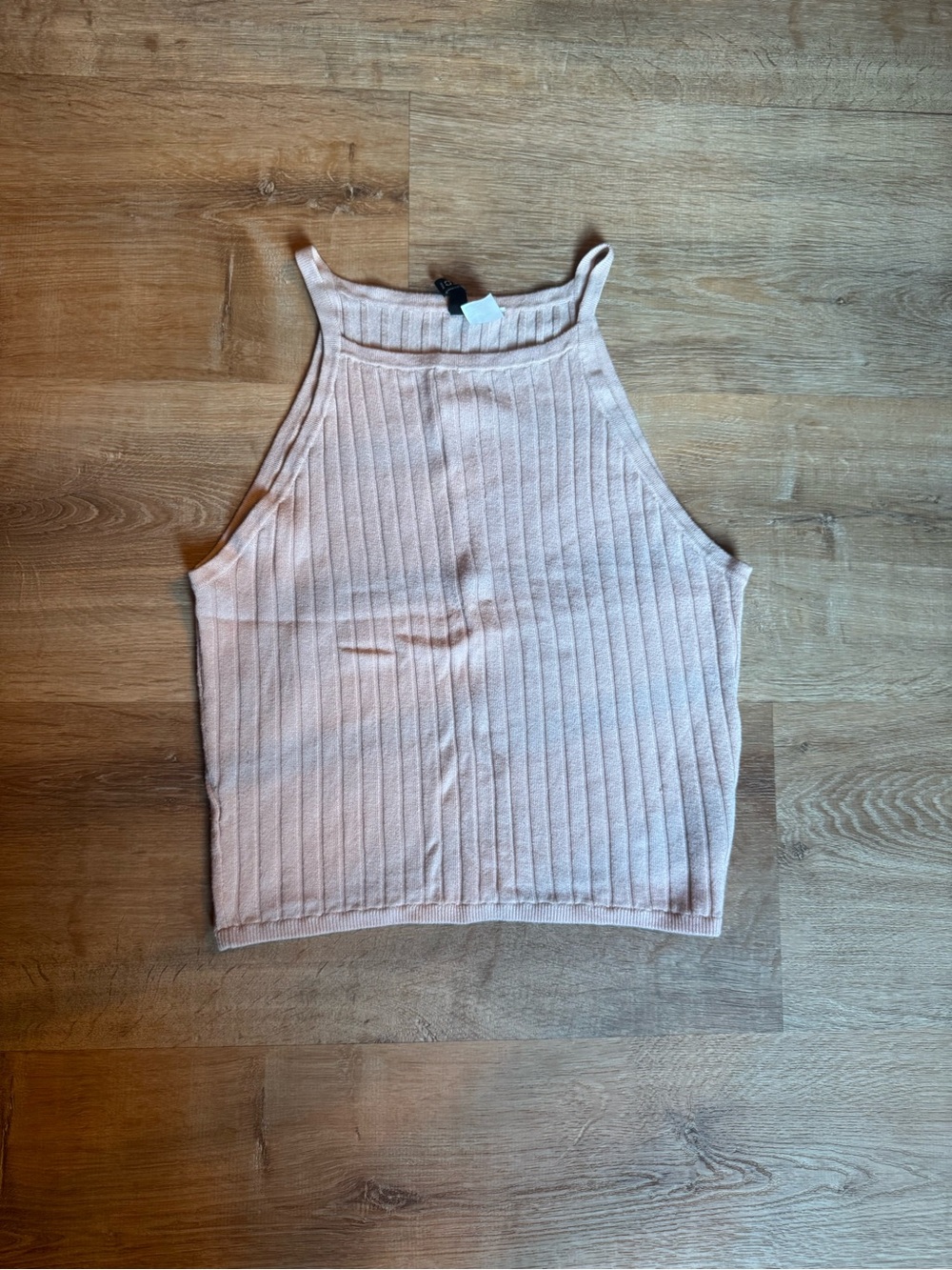 H&M Ribbed High-Neck Crop Tank - Light Pink